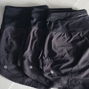 Lululemon Pace Rival Skirts Bundle of 3 Black Running Tennis Size 12  Like New